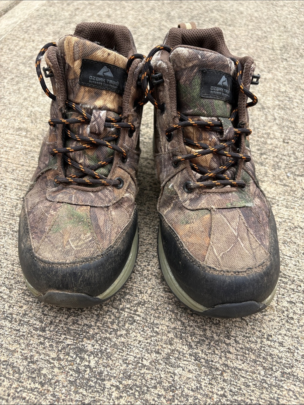 Ozark Trail Camouflage Hiking Boots in Brown and Green